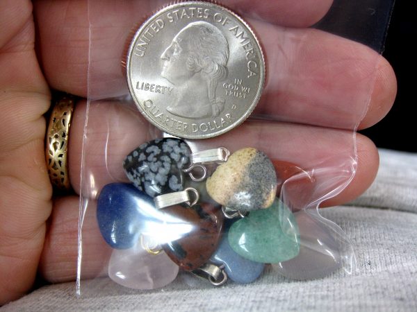 10 Pack Mini Mineral Heart Pendants For Sale-4