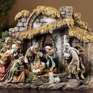 11″ 10 Piece Nativity Set with Stable- 35930