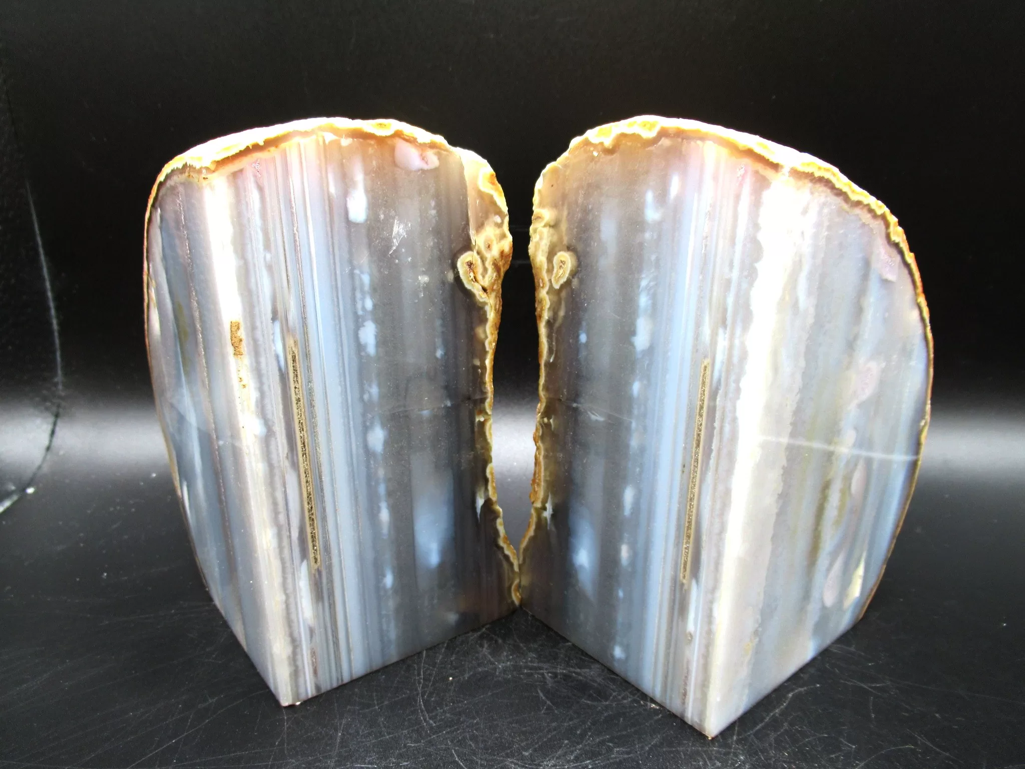 Brazil Agate Bookend Set 3a | Fossils for Sale Genuine Brazil Agate Polished Bookend For Sale #3a