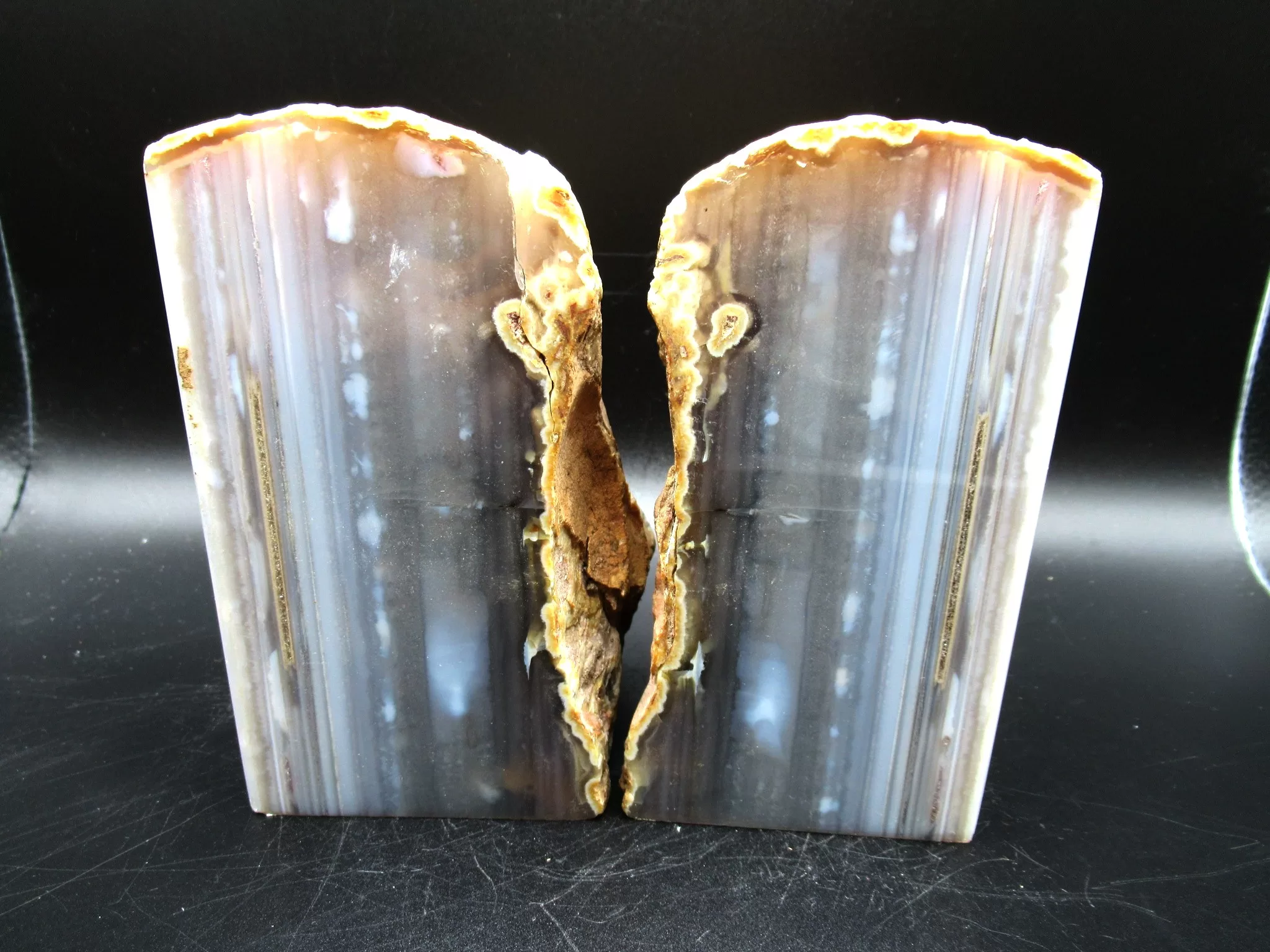 Brazil Agate Bookend Set 3b | Fossils for Sale Genuine Brazil Agate Polished Bookend For Sale #3b