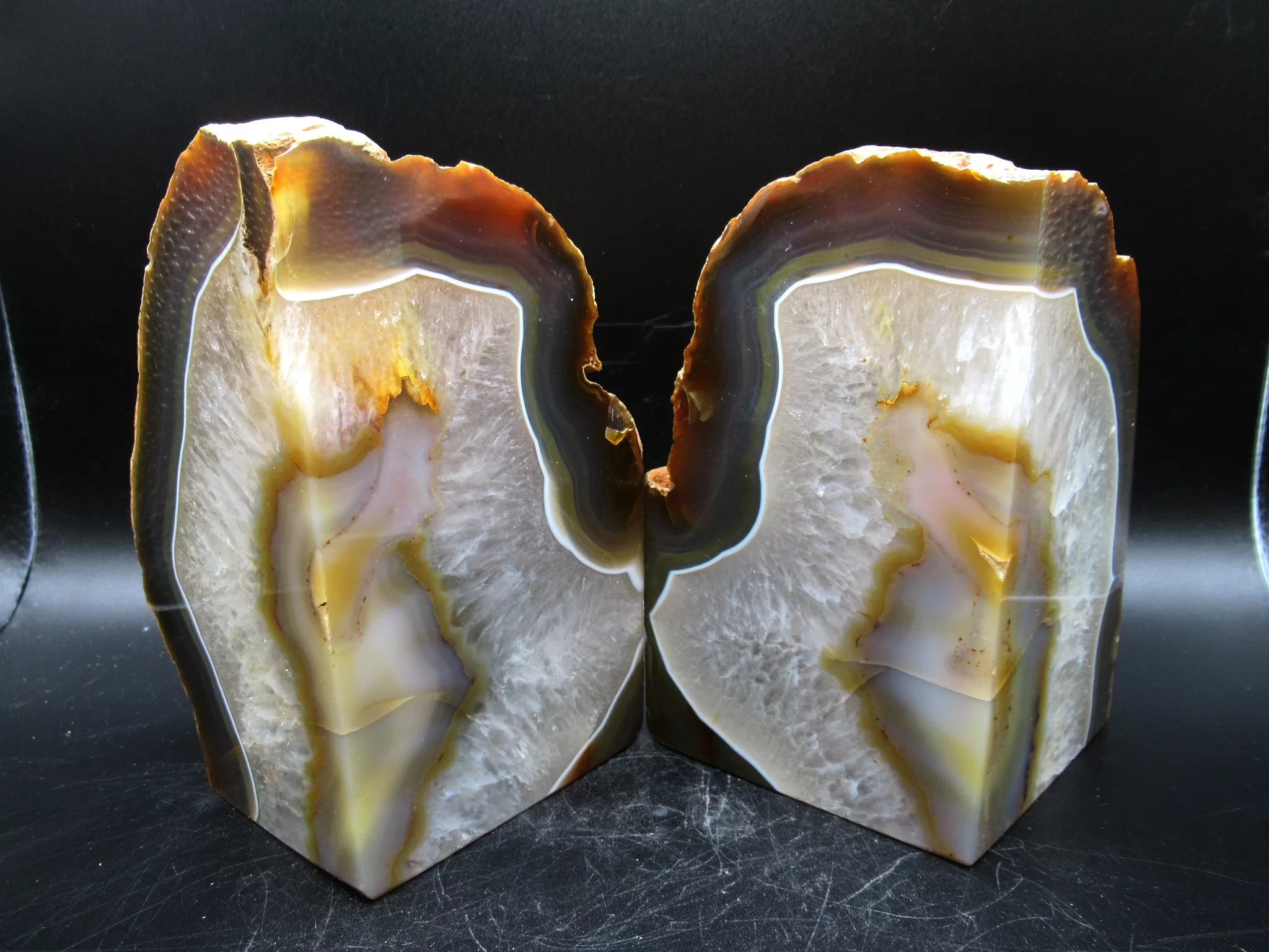 Brazil Agate Bookend Set 5a | Fossils for Sale Genuine Brazil Agate Polished Bookend For Sale #5a