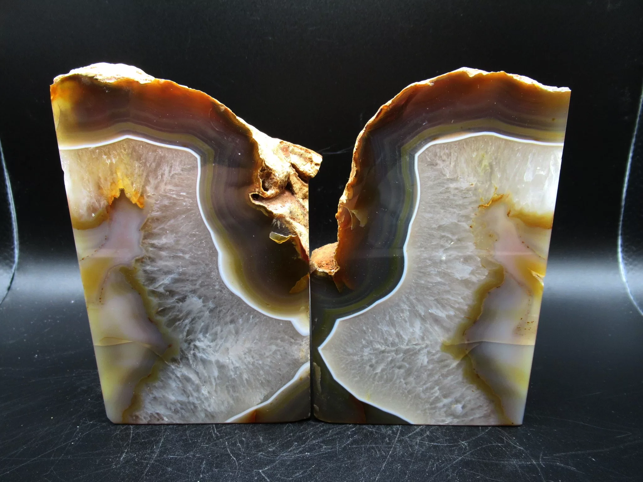 Brazil Agate Bookend Set 5b | Fossils for Sale Genuine Brazil Agate Polished Bookend For Sale #5b