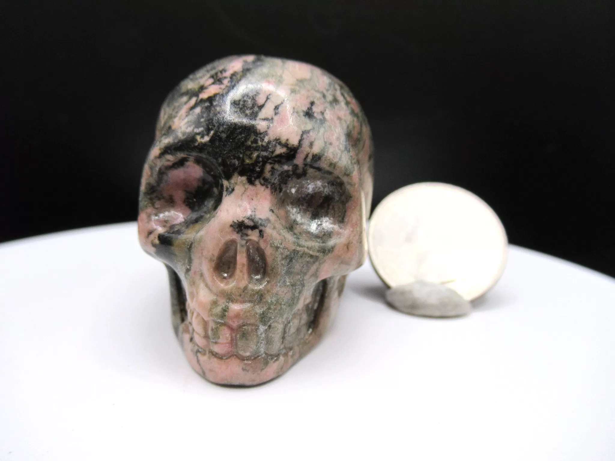 Rhodonite metaphysical skull 2 | Fossils for Sale Polished Rhodonite Metaphysical Skull for Sale #2