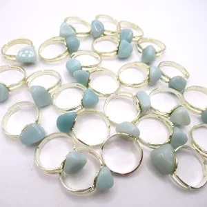 Genuine Amazonite Mineral Rings - Adjustable For Sale