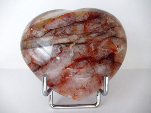 General Fire Quartz Polished Mineral Heart #1a