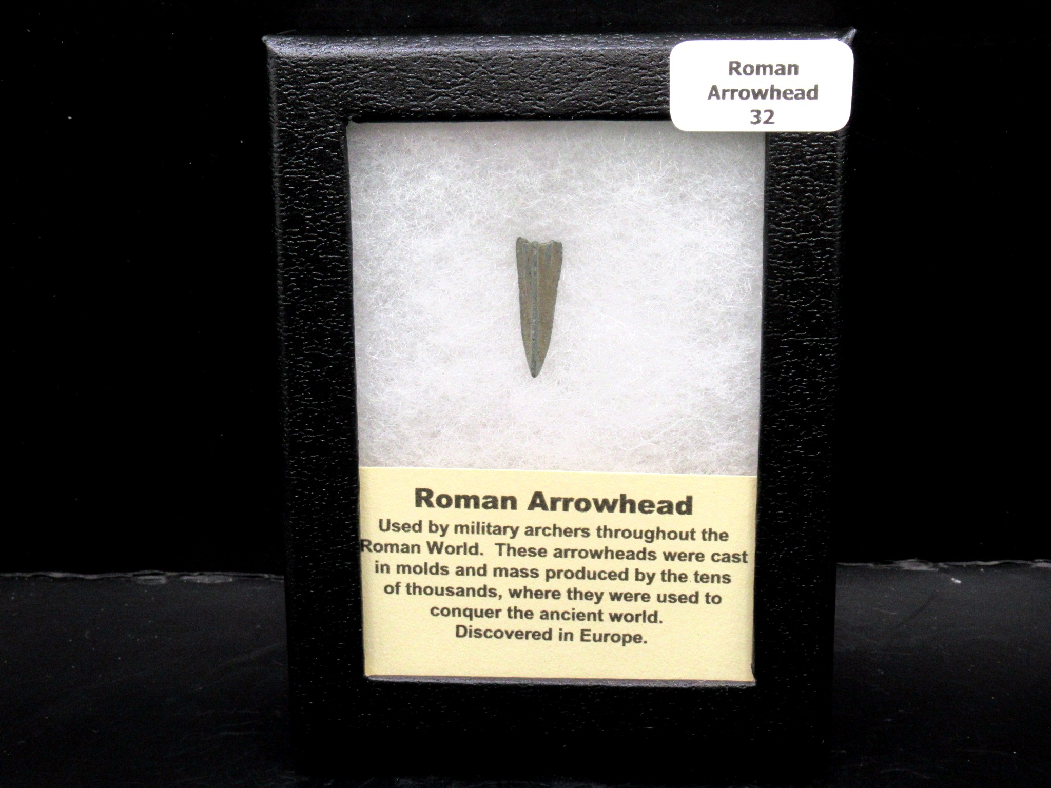 Genuing Roman Arrowhead in Riker 32 | Fossils for Sale Genuine Roman Arrowhead In Riker For Sale #32