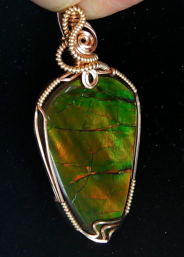 Gem Ammolite Pendant 14k Gold Wire Wrapped 7a | Fossils for Sale General Gem Ammolite Pendant 14k Gold Wire Wrapped From Canada For Sale #7a