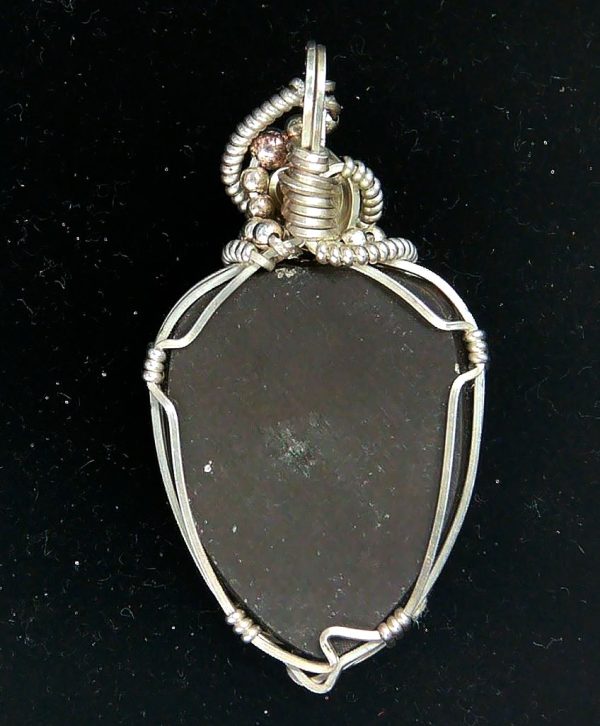 Gem Ammolite Pendant Argentium Silver Wire Wrapped 3c | Fossils for Sale General Gem Ammolite Pendant Argentium Silver Wire Wrapped From Canada For Sale #3c