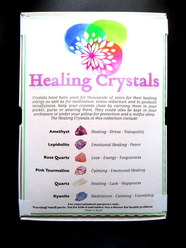 Healing Crystals Metaphysical Collection Box Reverse | Fossils for Sale Healing Crystals Metaphysical Collection Box Reverse For Sale